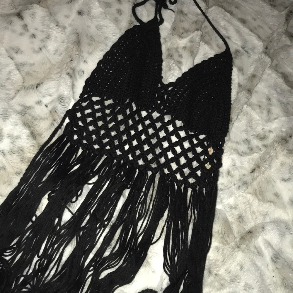 Backless crochet string top